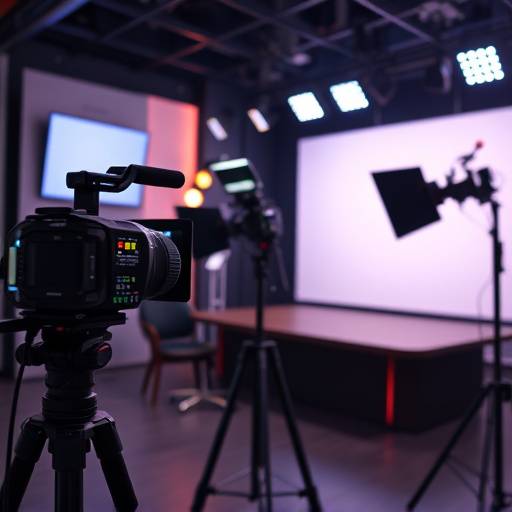 Preparación del estudio de televisión para grabación